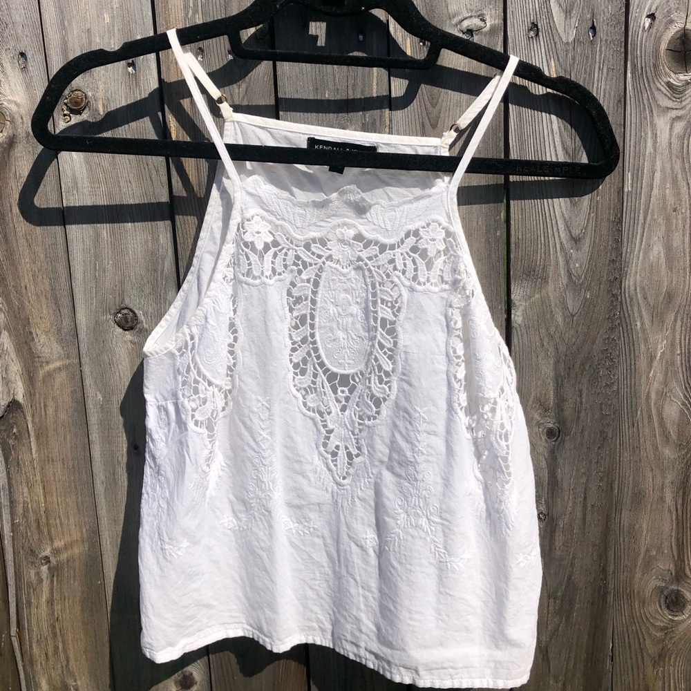 Kendall & Kylie white lace tank